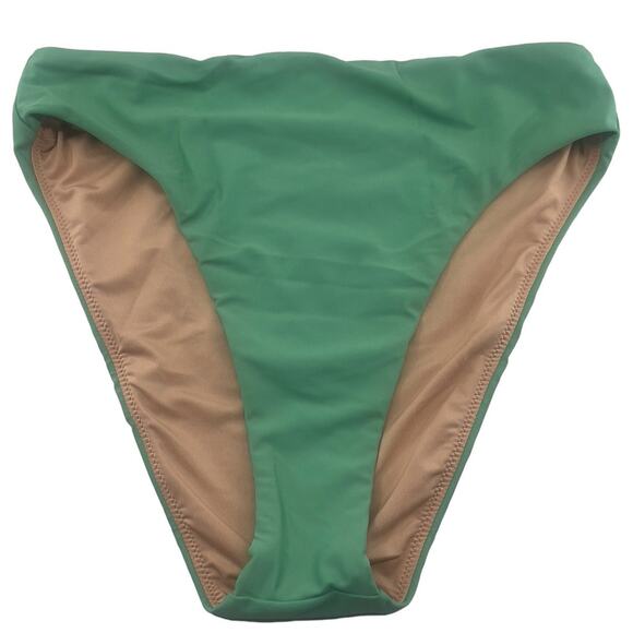 J Crew High Rise Bikini Bottom Green High Cut Leg Size Small BF178 New - Picture 1 of 5